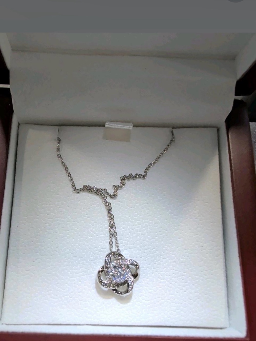 NEW "To My Loving Mom" CZ Love Knot Necklace w/ Lighted Gift Box
